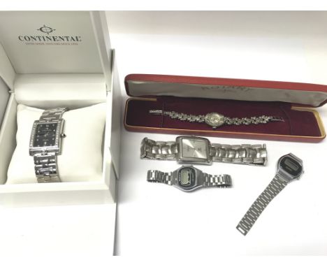 A boxed Swiss made Continental watch 'Sapphire' in Original box with paperwork. A boxed Rotary cocktail watch and others. NO 