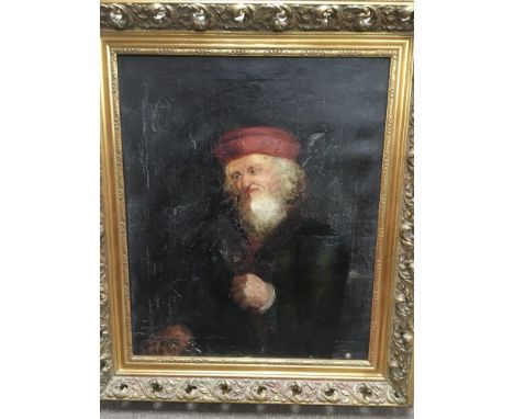 A gilt framed oil on canvas portrait of a bearded gentleman, approx 80cm x 69cm. - NO RESERVE