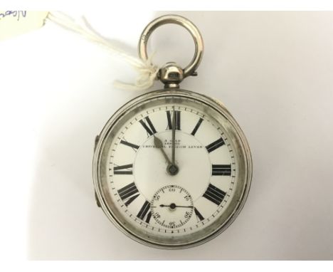 A silver key wind pocket watch, with hallmarks to the case for Chester 1902. The movement and enamel dial have makers marks f