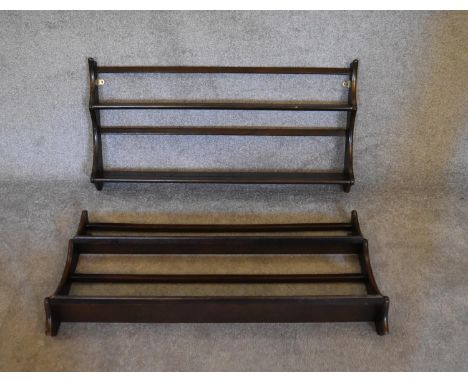 A pair of vintage Ercol elm plate racks. H.53 x 97cm 