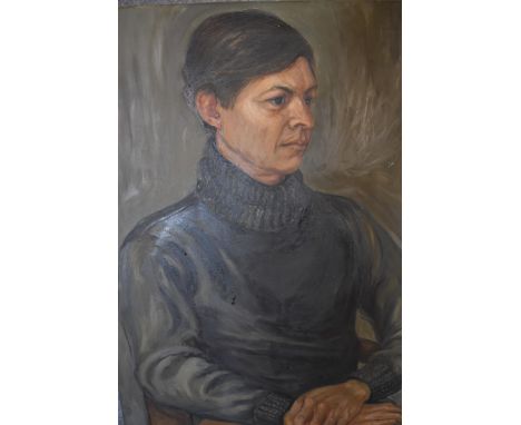 An oil on canvas, portrait of a young man, from the studio of the late Jacqueline Morreau, unsigned. H.76 x 60cm