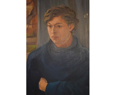 An oil on canvas, portrait of a young man, from the studio of the late Jacqueline Morreau, unsigned. H.60 x 46cm