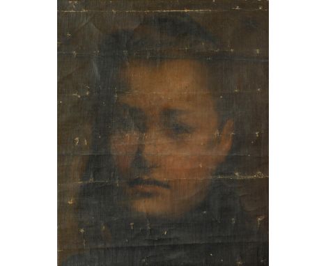 A 19th century portrait study of a boy's head   oil on canvas, a fragment 25 x 20.50cm (10 x 8in)  