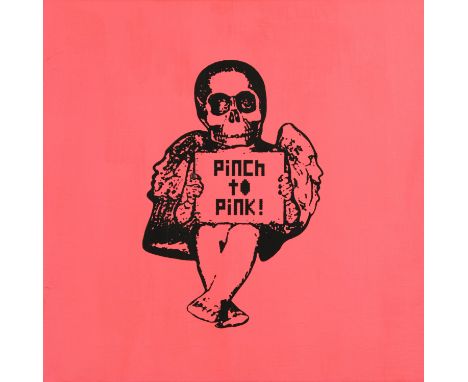 Ken Hamazaki  (Japanese, b. 1967) Pinch to Pink, signed, dated 2011 and numbered 12/31 to the side, print on canvas, 33 x 33c