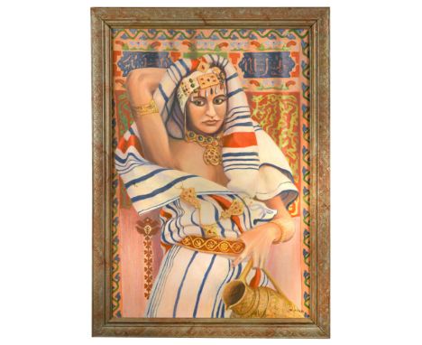 Paul Lilley  (British Contemporary) Portrait of an Egyptian woman signed "Paul Lilley '84" lower right oil on board 87 x 60cm