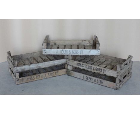 Six vintage style wooden produce trays, 16x76x45cm. (6)