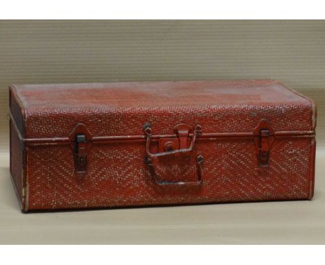 Two vintage style bamboo trunk/suitcases. (2)