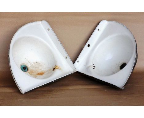 Pair of vintage corner sinks. 