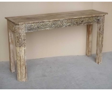 Wooden console table, cream finish, 81x147x43cm.