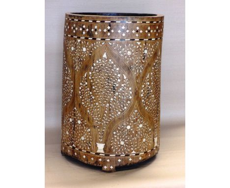 Bone inlaid wooden planter.