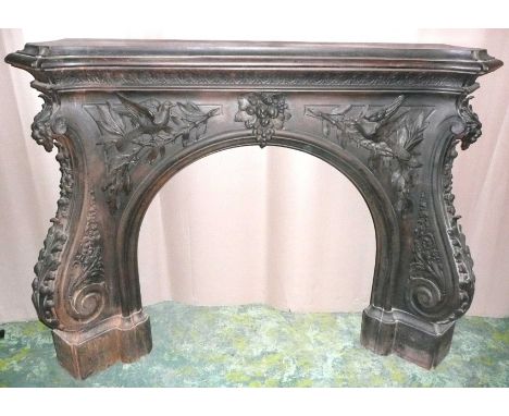 *A Victorian Coalbrookedale fire surround, stamped C-B-date, Co. 107023No.5. Victorian registration mark, No. 107123, Coalbro