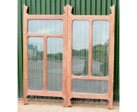 A Wooden frame glass panel.