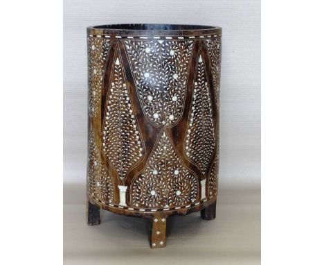 Bone inlaid wooden planter.