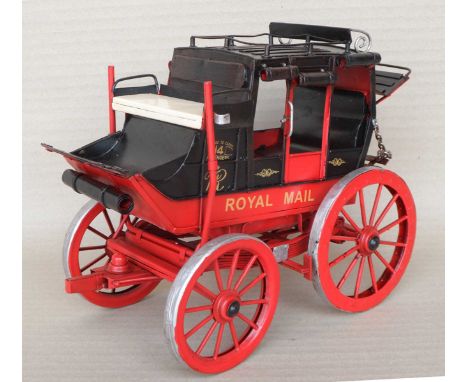 A group of eight scale model steel Royal Mail coaches, 20x15x26cm. (8)