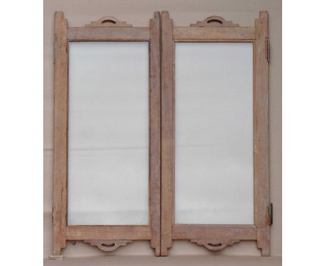 A pair of wooden framed glass panel doors. (2)