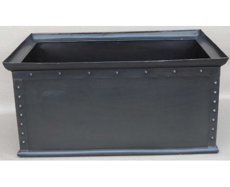 Black iron rectangular planter, 31x65x44cm. (2)