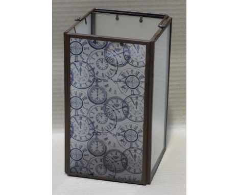 Four lanterns with clock print, 23x13x13. (4)