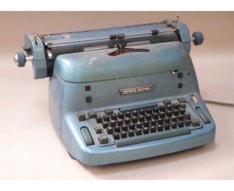 Old blue typewriter.