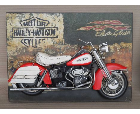 A collection of four 'Harley Davidson' 3D wall plaques, 32x45x9cm. (4)