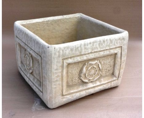 Stone square rose planter. (3)