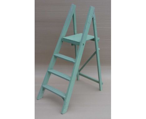 A set of painted wooden step ladders, 110x46x72cm.
