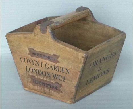 A group of assorted wooden vintage style trug crates, with painted lettering, 21x28x19cm. (6)
