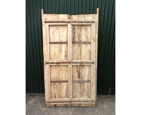 A vintage hardwood exterior door, 199x110x8cm. 