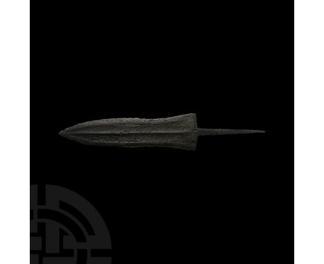 2nd-3rd century AD. An iron short dagger or pugio of 'Kunzing Type', with double-edged blade, the blade characteristically le