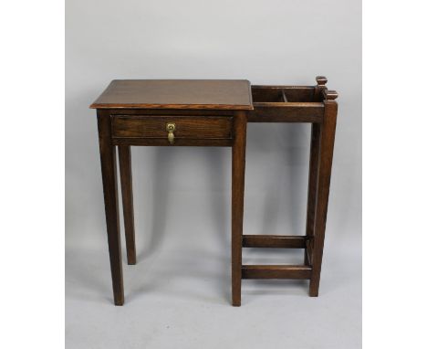 An Edwardian Oak Hall Table/Stick Stand with Single Drawer, 78cms Wide 