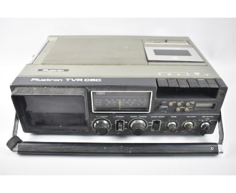 A Vintage Plustron TVR C5C Combination Portable TV/Radio/Cassette Player, 39cms Wide 