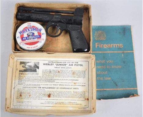 A Vintage Webley Junior Air Pistol, .177 Cal, with Pellets, Cleaner and Original Cardboard Box, Stamped No.428 