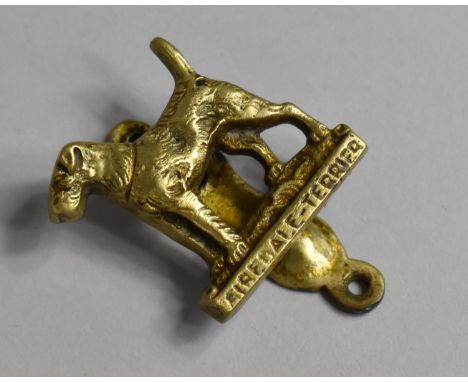 A Novelty Brass Small Door Knocker, Airedale Terrier, 6cms High 