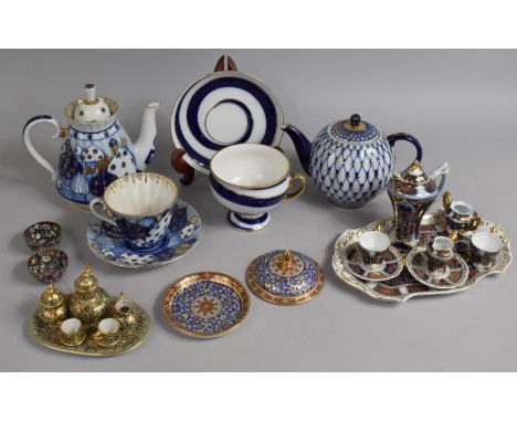 A Collection of Various Ceramics to Comprise Roselle Gilt Imari Miniature Service, Russian St Petersburg Cups, Saucers and Te