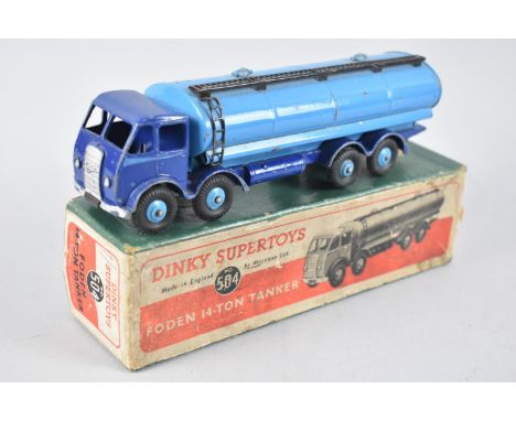 A Vintage Boxed Dinky Supertoys Foden 14 Ton Tanker, No 504, Two Tone Blue 