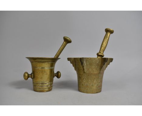 Two Vintage Brass Pestle and Mortars 