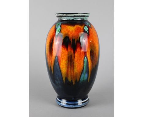 A Poole Pottery Delphis Vase of Ovoid Form, 18cms High 