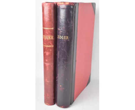 Two Vintage Quarter Leather Bound Ledgers, Both have Been Written In 
