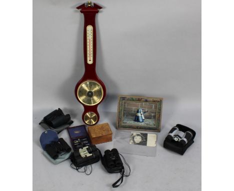 A Collection of Various Sundries to include Modern Wall Barometer, Cameras and Binoculars Etc 