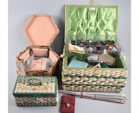 A Collection of Various Vintage Sewing Boxes and Contents 