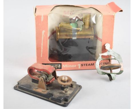 A Mamod Minor 1, Steam Engine in Original Cardboard Box, Untested, Together with Vintage Gyroscope and Magneto