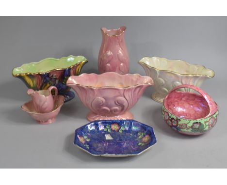 A Collection of Various Maling Lustre to Comprise Vase, Planers, Basket Bowl etc 