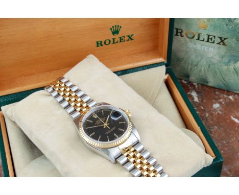 A Rolex Oyster Perpetual Datejust gold and stainless steel gentleman's wristwatch - ref. 16233, circa 1991, serial no. E325xx