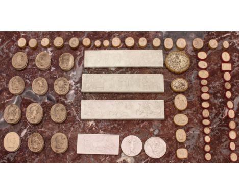 A collection of Grand Tour plaster intaglios and plaster plaques - 19th century,&nbsp;of various forms, subjects and sizes, i