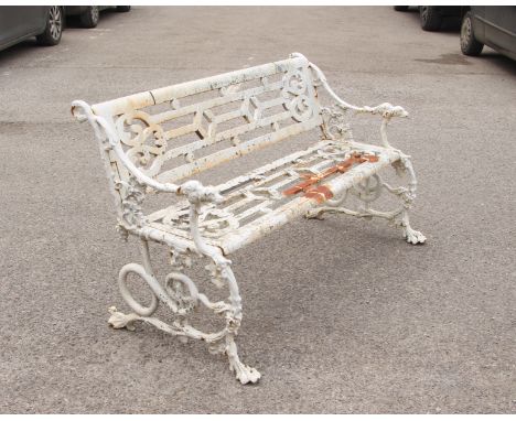A Victorian cast iron grape, dog and serpent garden bench, probably by Coalbrookdale - the pierced back and seat with joined 