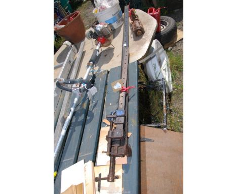 Two large sash clamps, 28'' and 68''.