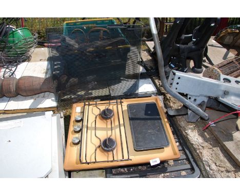 A gas two ring stove with grill for caravan/motor home use.