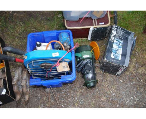 Camping stoves, bolt cropper, rechargeable light, etc