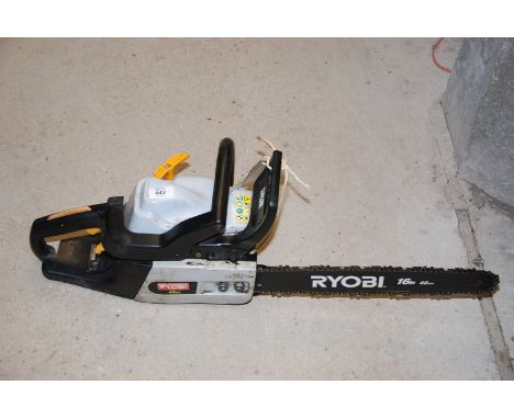 A Ryobi chainsaw, chain brake not working SOLD AS SEEN, engine would not turn at the time of lotting.