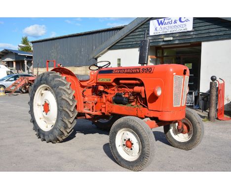 A David Brown 990 Implematic 52 H.P. diesel-engined Farm Tractor Serial no. 990A/467585 and accordingly likely to date from 1