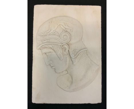 A plaster frieze, in relief with classical portrait, 29cm x 21cm 